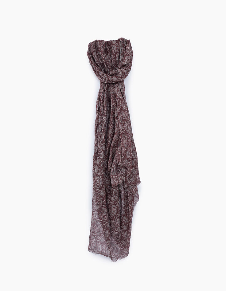 Men’s brick red Paisley print scarf-1