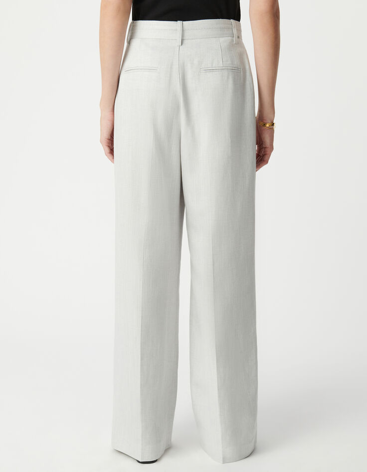 Pantalón de traje gris con lentejuelas para mujer-3