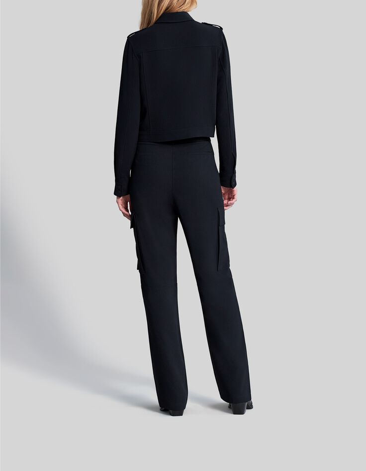 Weite schwarze Damen-Cargohose aus recyceltem Material-5 Weite schwarze Damen-Cargohose aus recyceltem Material-5