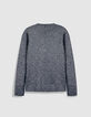 Pull manches longues marine tricot moulin&eacute; Homme-6