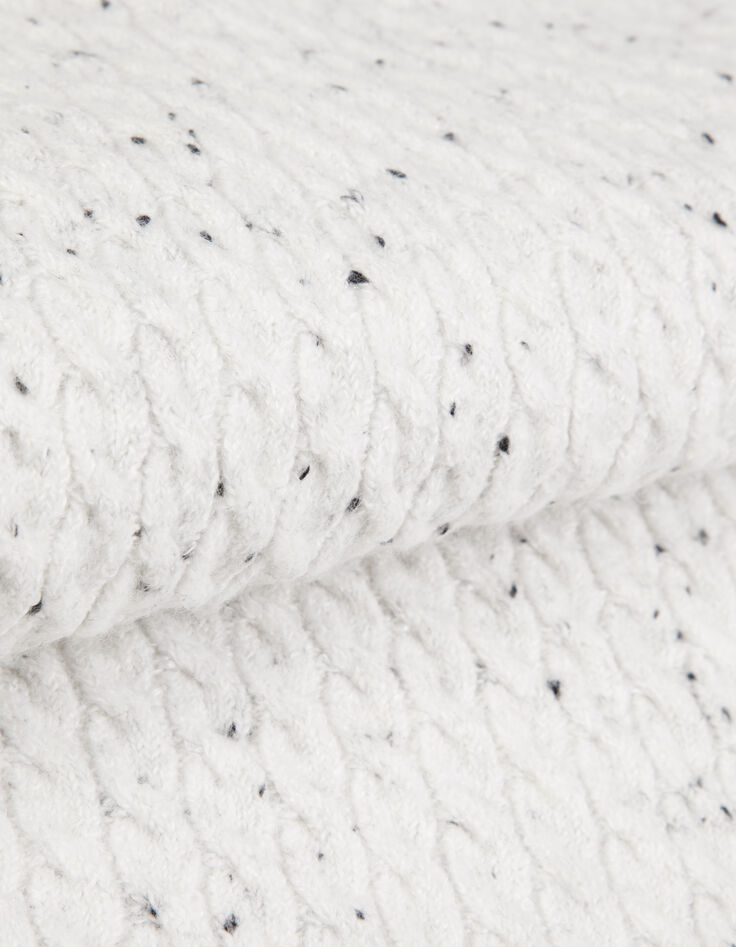 Pull col rond blanc chin&eacute; tricot avec torsades Homme-10