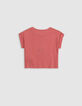 T-shirt corail coton bio oiseau silver fille-4