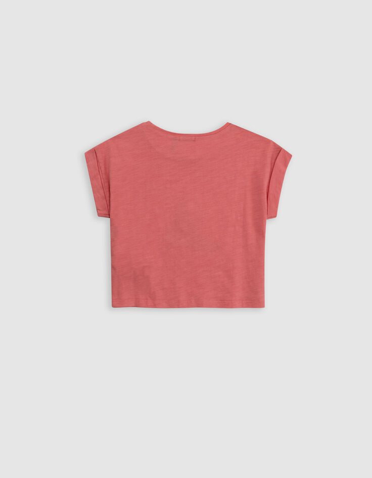 T-shirt corail coton bio oiseau silver fille-4