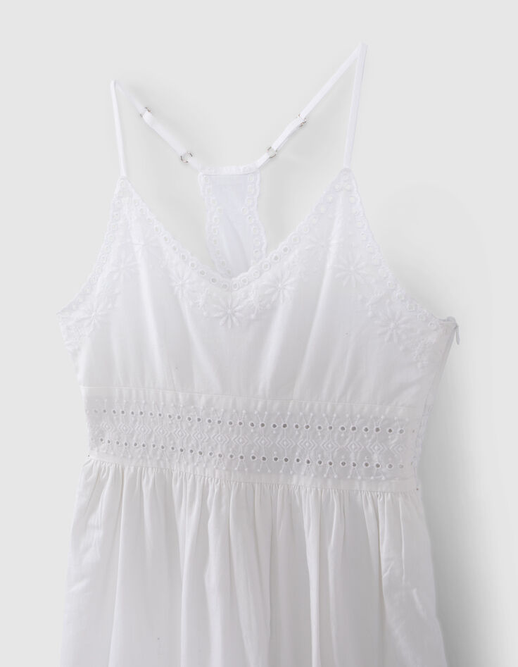 Langes, weißes Mädchenkleid mit englischer Stickerei-2