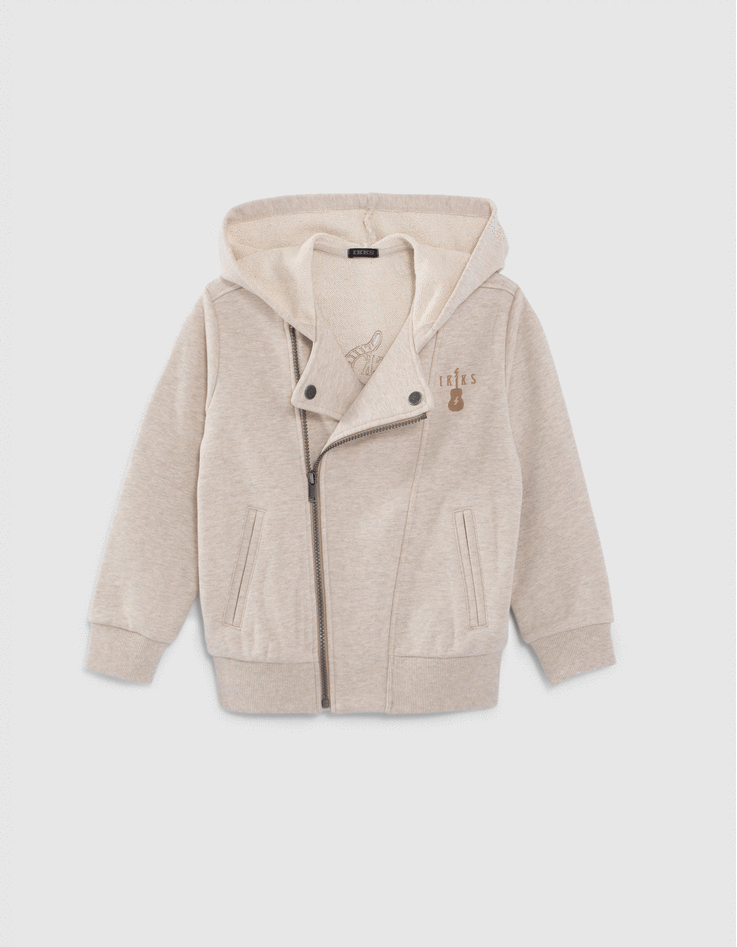 Beige vest in bikerstijl borduursel rug jongens-8