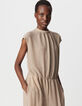 Dames jumpsuit met visgraatmotief in goud-6