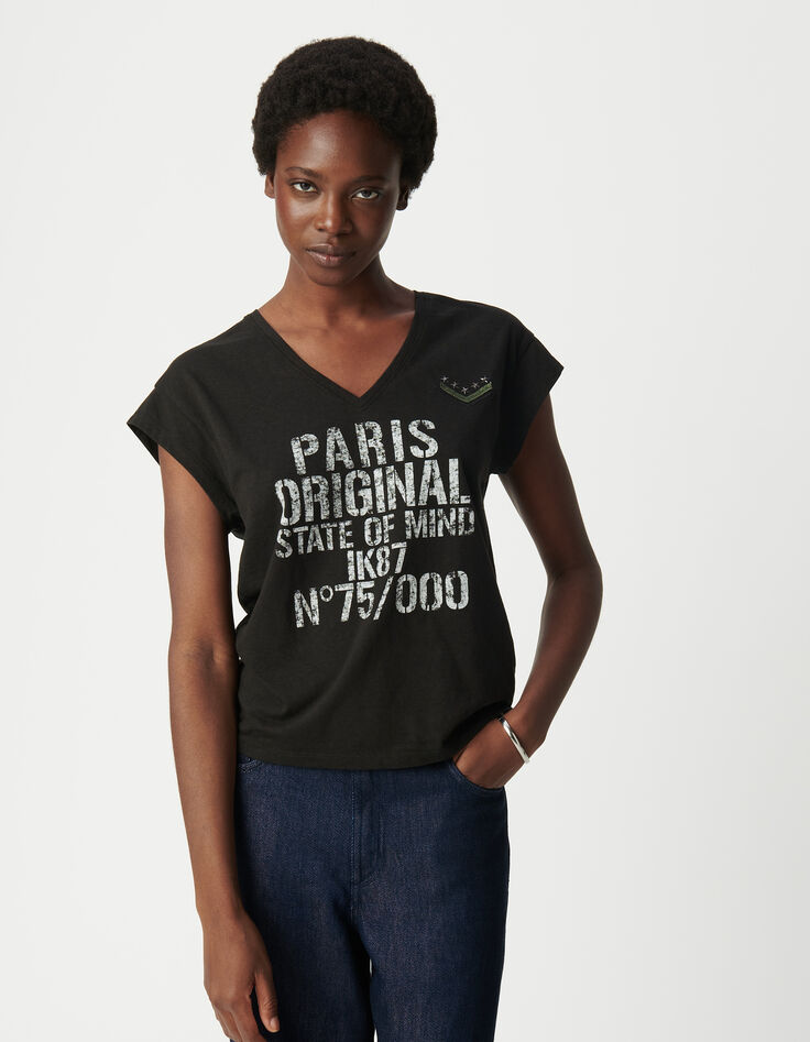 Black t-shirt army message Woman-2