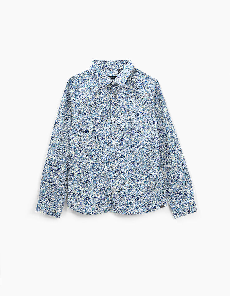 Boy’s ultramarine Liberty flower fabric shirt-3