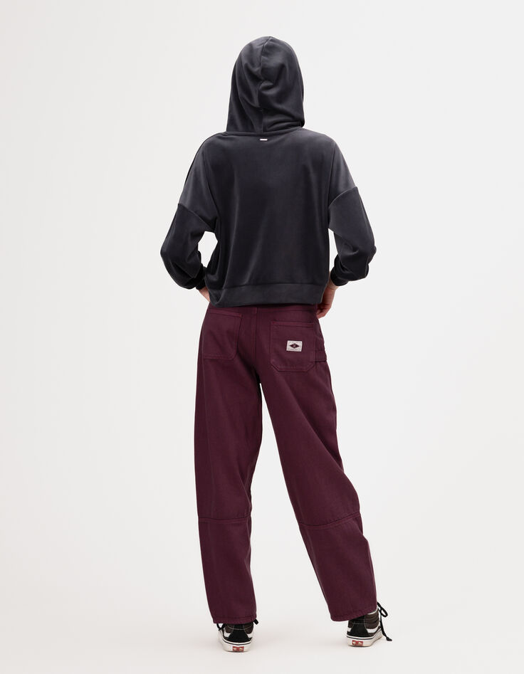 Grijze hoodie velourstricot meisjes-5