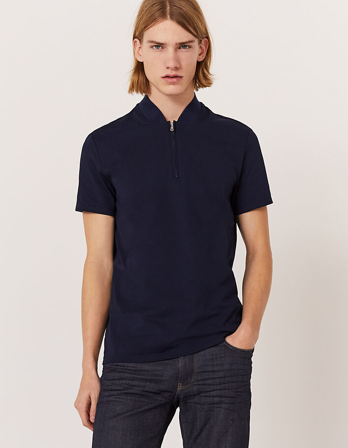 Men’s navy zipped ABSOLUTE DRY polo shirt