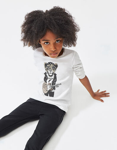 Girls' off-white tiger-guitarist graphic T-shirt - IKKS