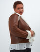 Manteau cognac façon peau retournée I.Code-7