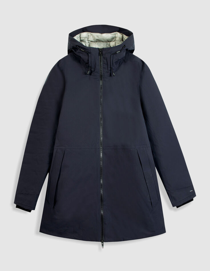 Marineblauwe parka met capuchon voor heren - WATERDICHT-7