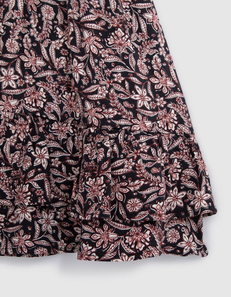Zwart barok rokje met bloemenprint voor meisjes-4