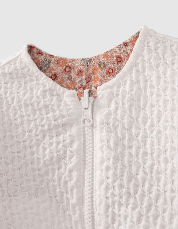 Baby girls' ecru/print reversible cardigan-5