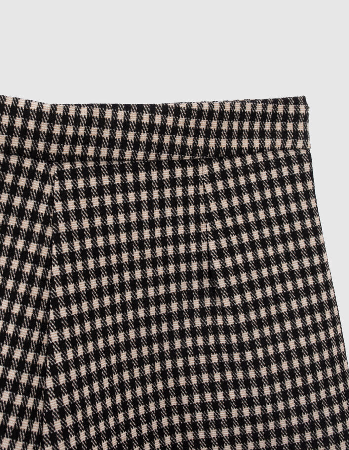 Girls’ black and beige houndstooth motif shorts-7