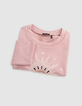 Sweat rose maxi œil-soleil et dessins pailletés fille-8