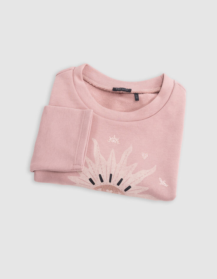 Sweat rose maxi œil-soleil et dessins pailletés fille-8