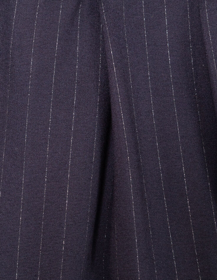 Girls’ navy pinstripe pleated short skirt-5
