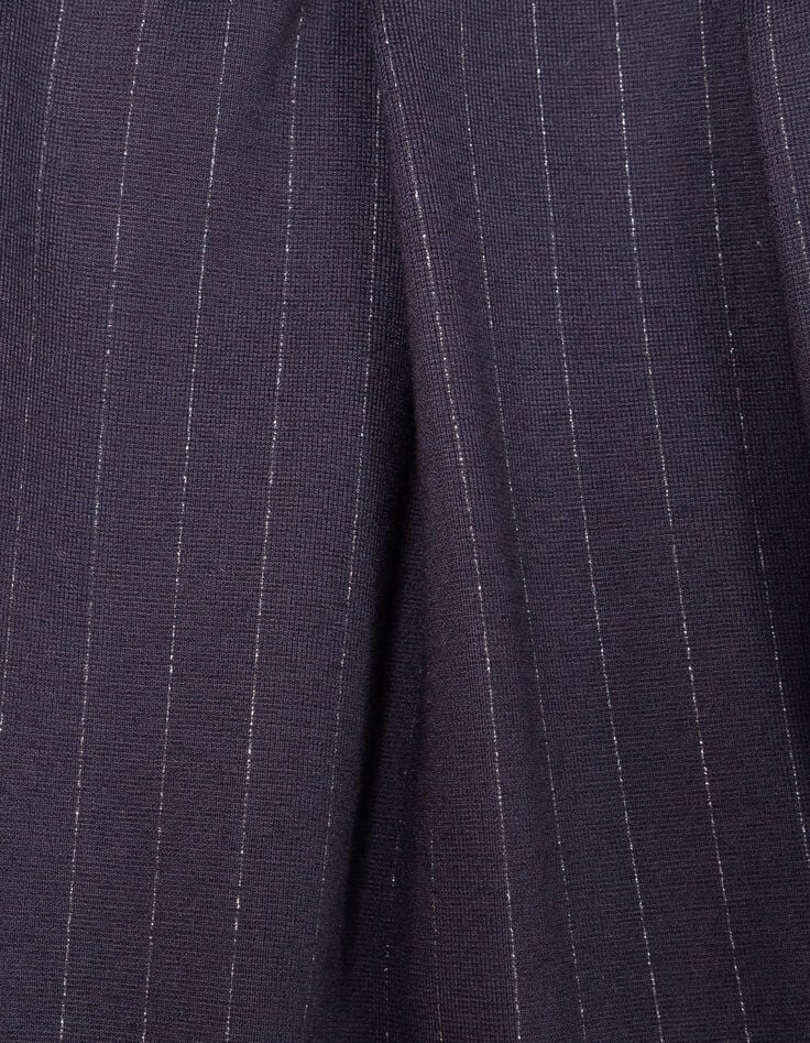 Girls’ navy pinstripe pleated short skirt-5 Girls’ navy pinstripe pleated short skirt-5