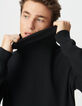 Pull col roulé noir tricot coton cachemire Homme-4