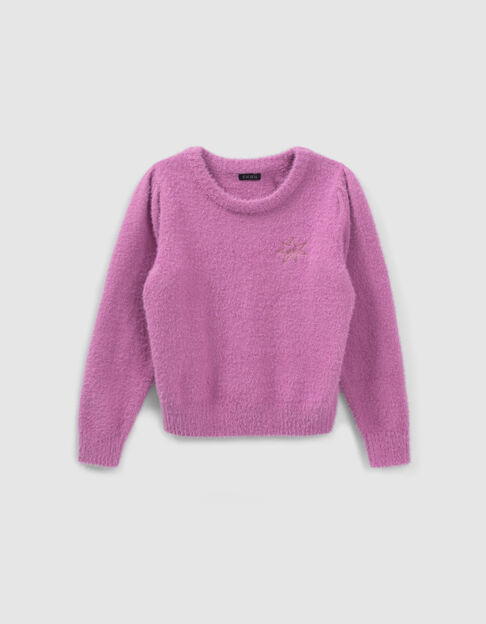 Jersey punto rosa oscuro bordado niña - IKKS