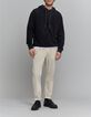 Sudadera con capucha de forro polar negro para hombre-1