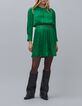 Robe vert pré froissée clous à la taille Femme-1