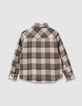 Boys’ khaki and beige check overshirt-6