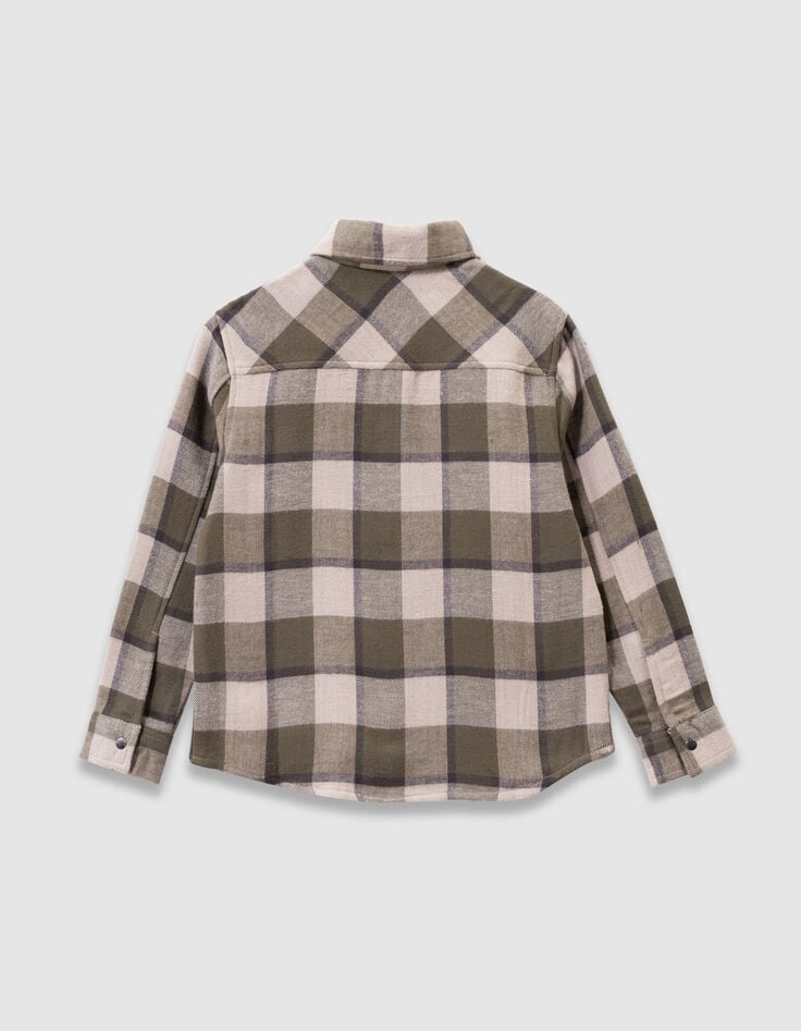 Boys’ khaki and beige check overshirt-6 Boys’ khaki and beige check overshirt-6