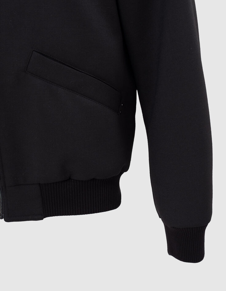 Schwarze Herrenbomberjacke mit doppeltem Kragen-4