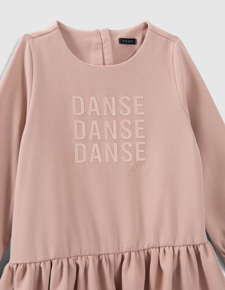 Oudroze crêpe jurk met tekst meisjes-2