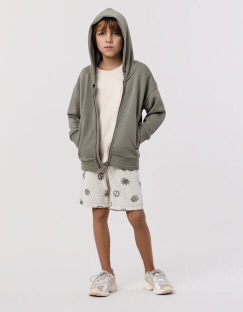 Khaki zipped hooded cardigan maxi type on back for boy - IKKS