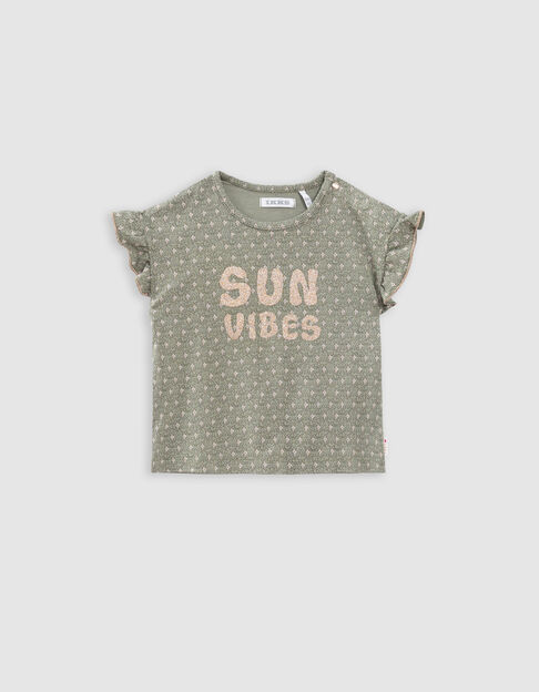 Khaki T-Shirt, minimalistischer Grafikdruck, Babymädchen - IKKS