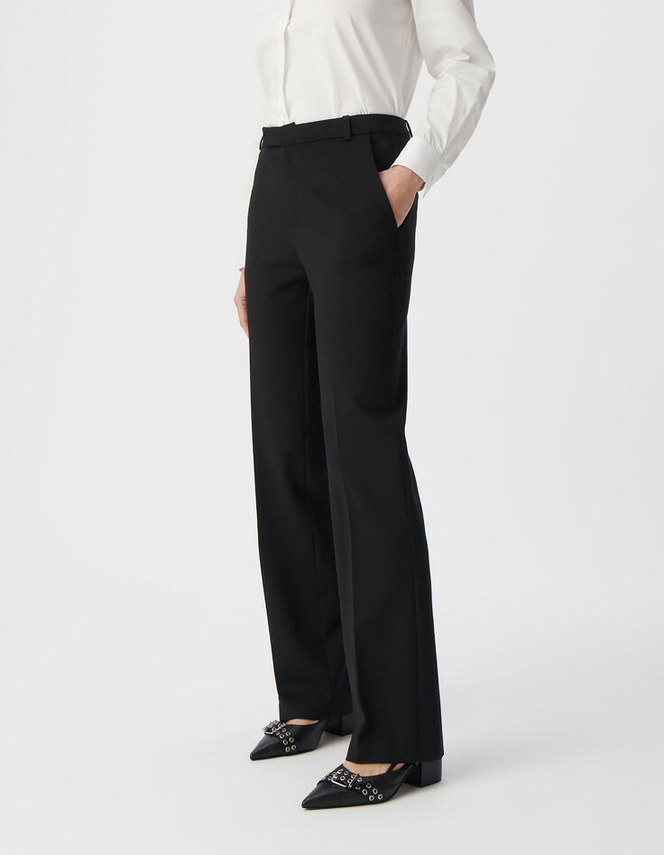Pantalon de tailleur noir ajusté maille Milano Femme-3