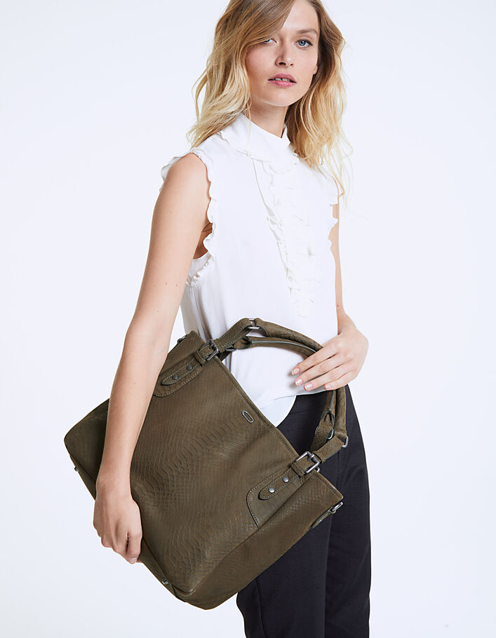 Women's reptile-look calfskin tote bag - IKKS
