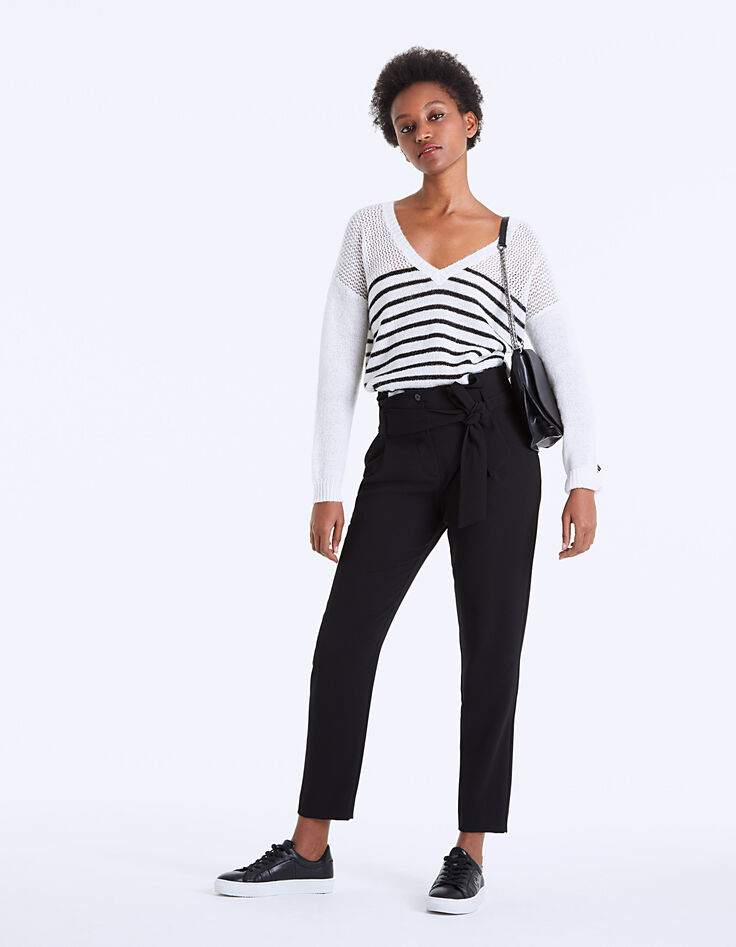 Pull marinière en laine mousseuse femme-6