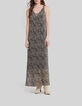 Women&rsquo;s black recycled long dress, rock leopard print-1