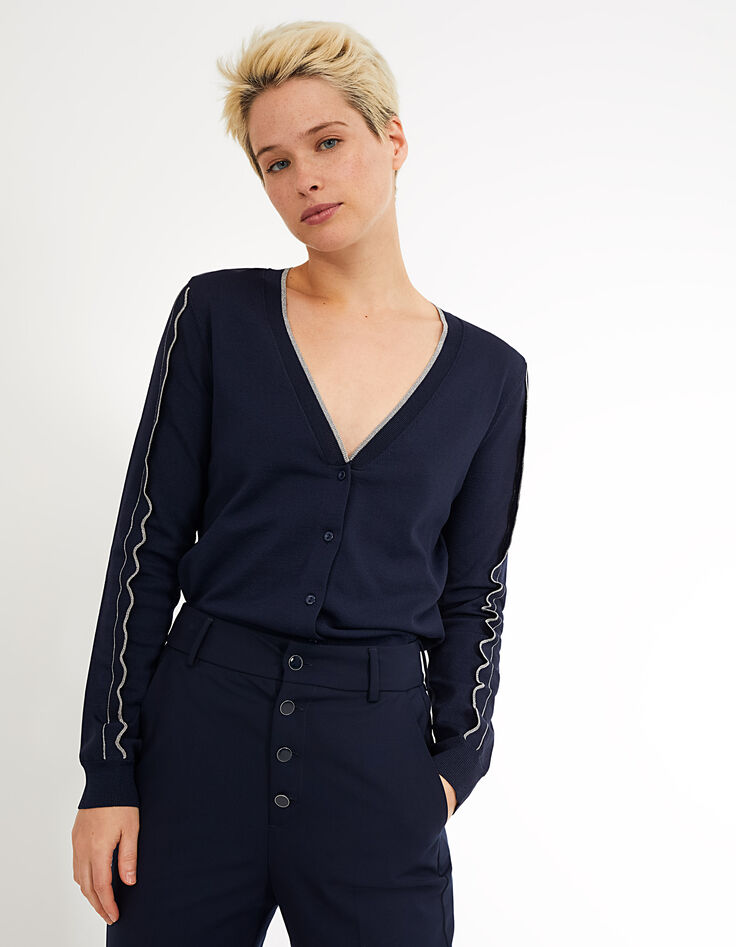 Cardigan bleu marine et argent I.Code-2 Cardigan bleu marine et argent I.Code-2