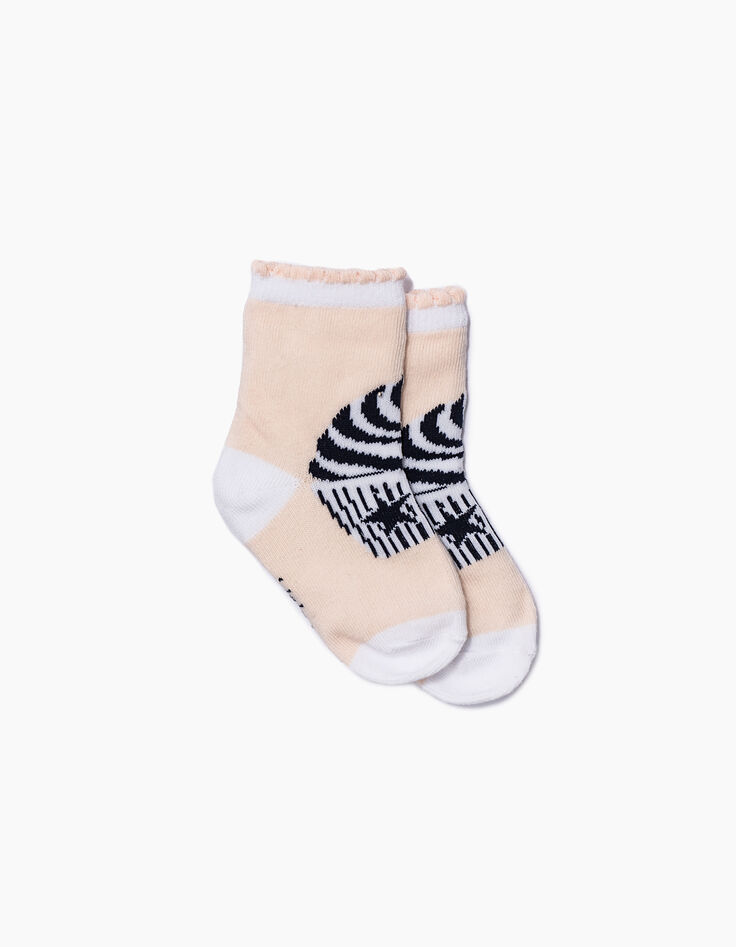 Chaussettes blanches, rose, navy bébé fille-3