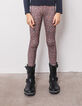 Girls' navy and micro-flower print reversible leggings-2