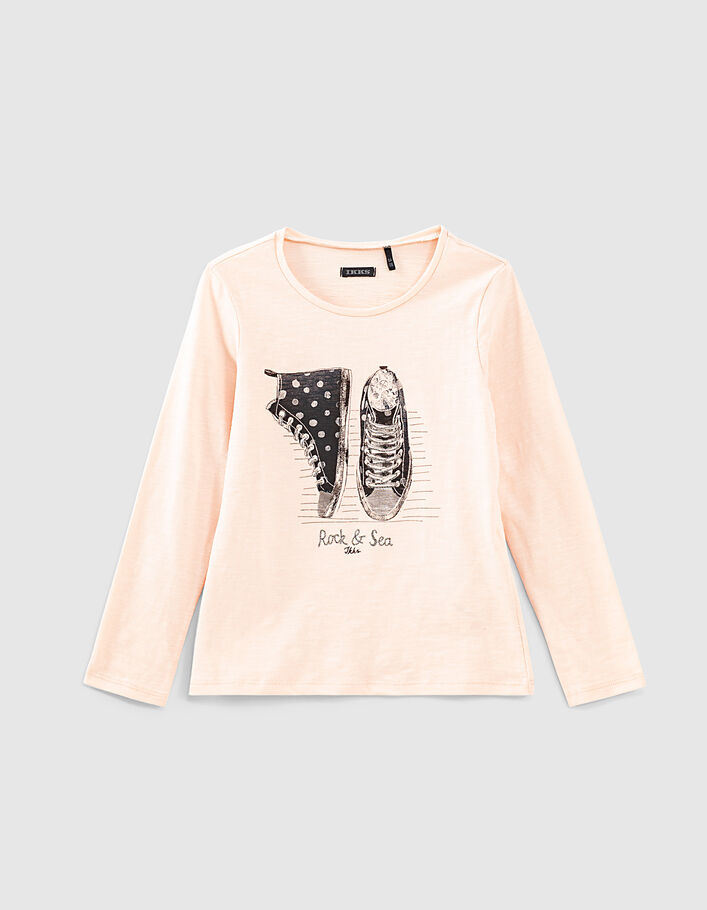 Rosa Mädchen-T-Shirt, Motiv gepunktete Sneakers - IKKS