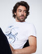 Men's white skeleton-dragon graphic T-shirt-1