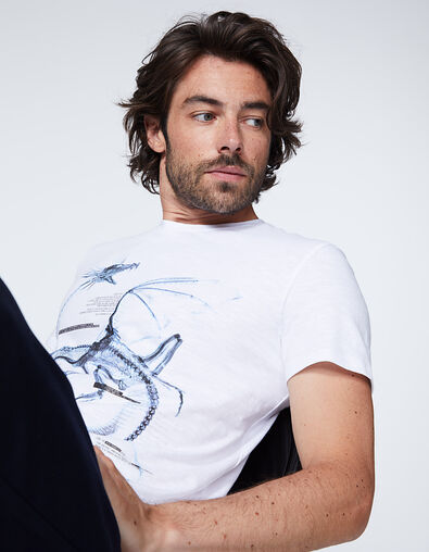 Men's white skeleton-dragon graphic T-shirt - IKKS