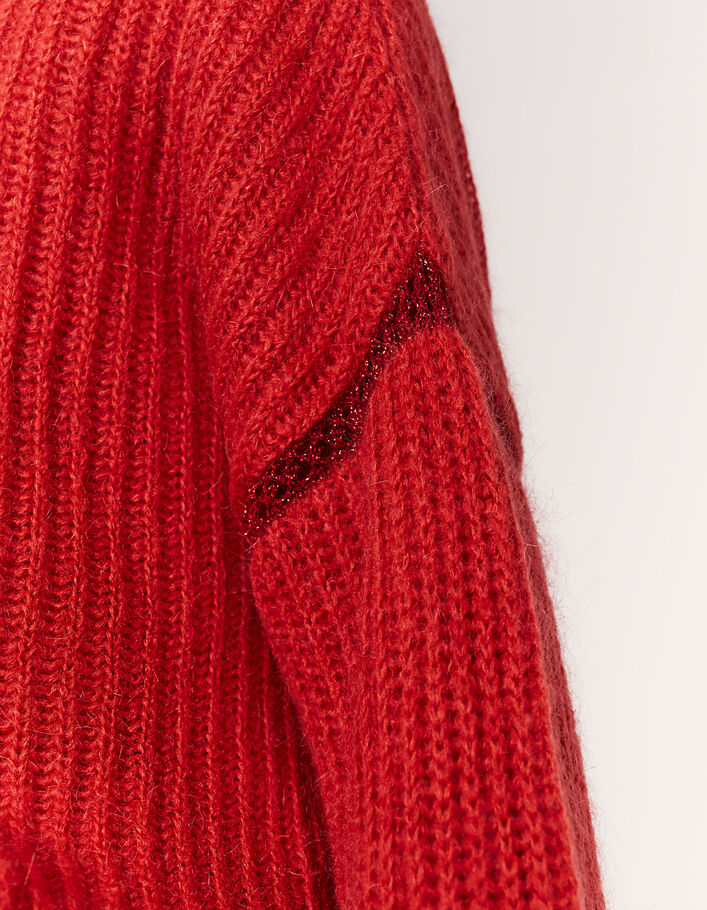 Women’s strawberry fluffy wool V-neck sweater-4