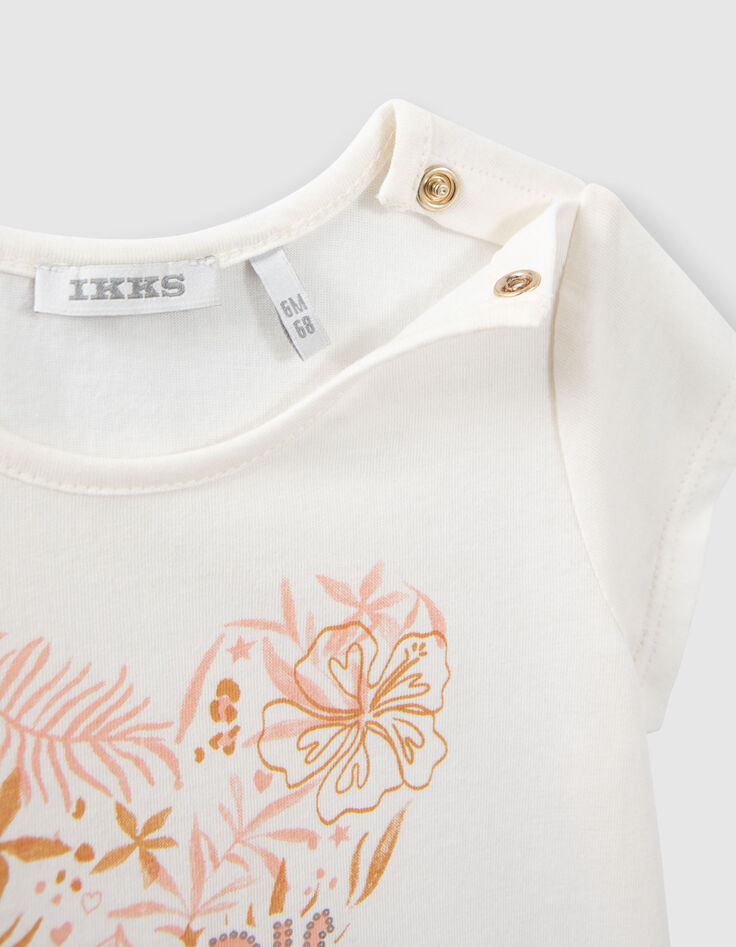 Baby girls’ ecru T-shirt and camel shorts outfit-6