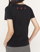 Women’s black acid wash organic cotton T-shirt with lips-3