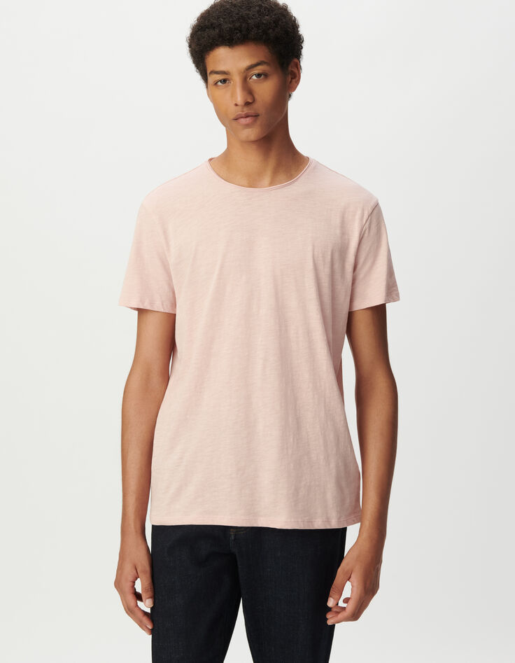Camiseta L'Essentiel rosa algodón cuello redondo hombre-2 Camiseta L'Essentiel rosa algodón cuello redondo hombre-2