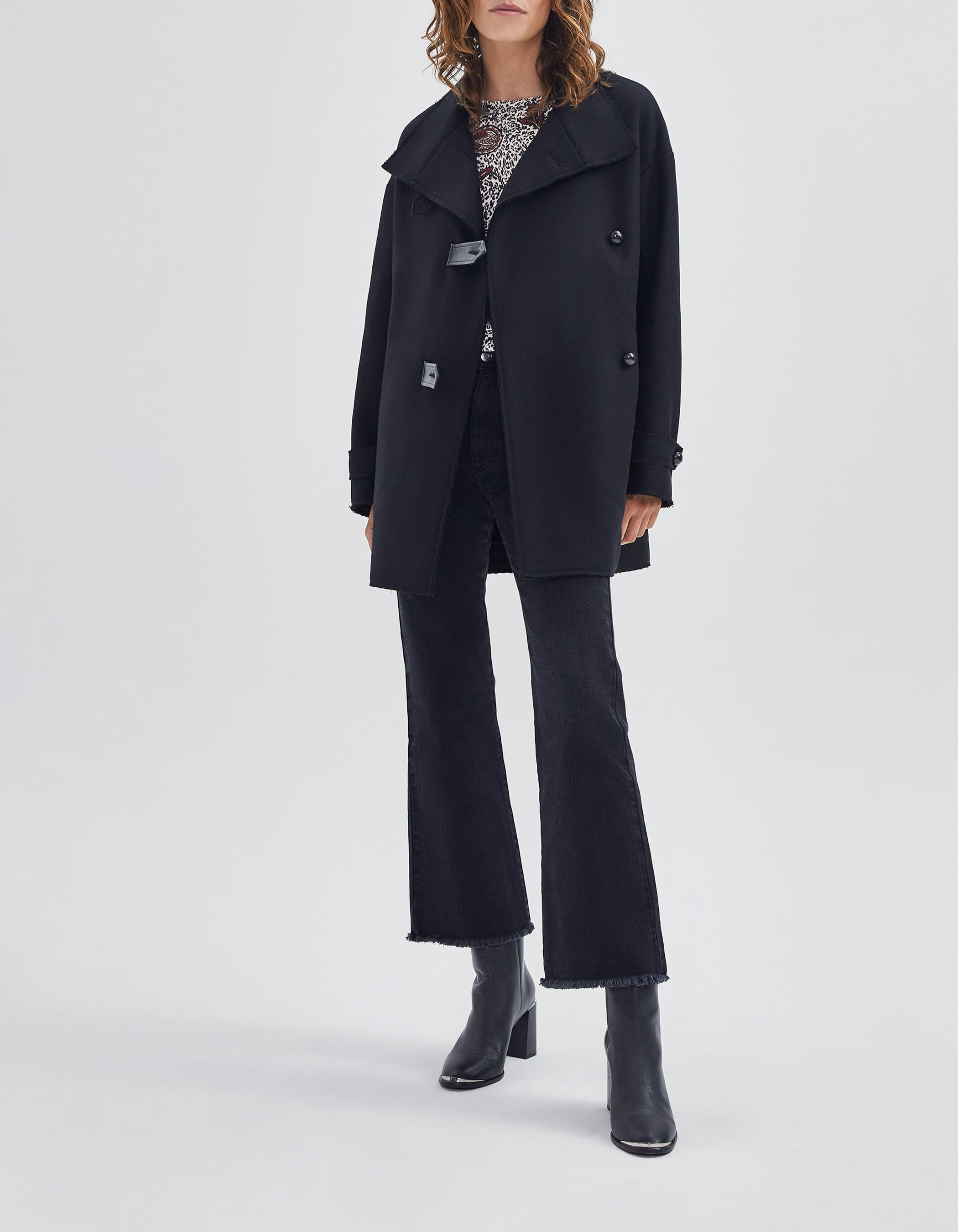 Manteau caban noir store femme