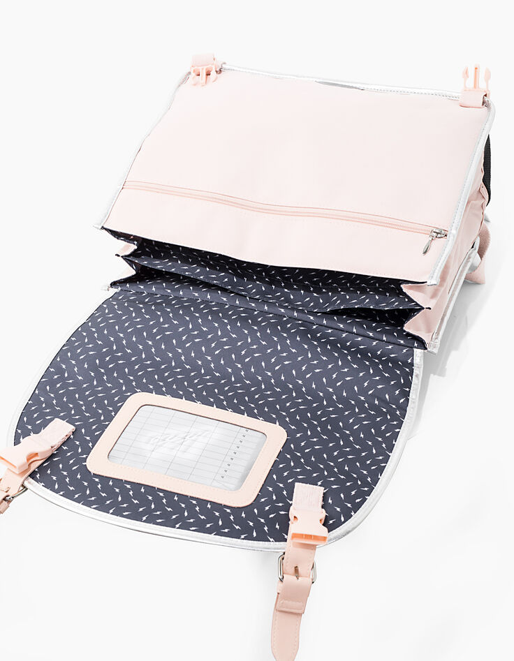 Cartable 38 cm rose poudré et navy K fille-4